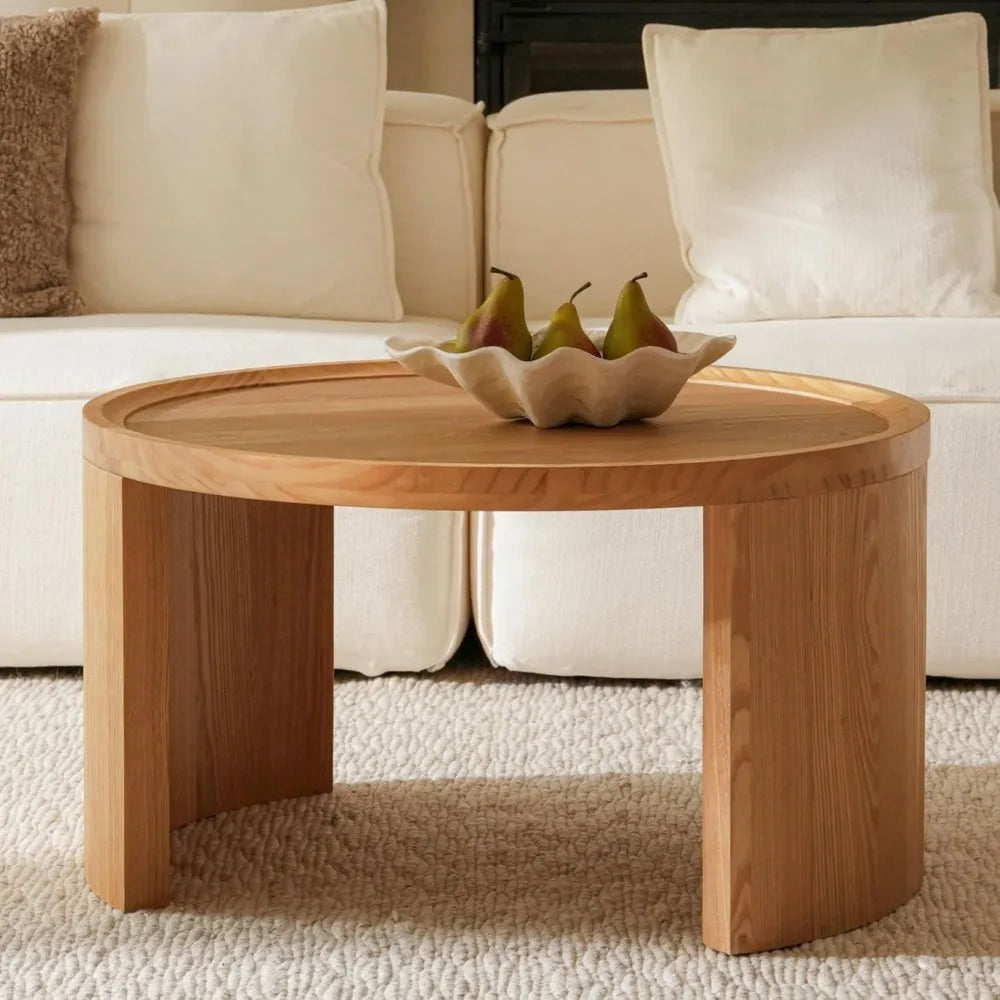 Round Nesting Coffee Tables Wood Look Finish Space Saving