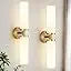 Wall Sconces Set Of Two Metal Fixtures With Clear Glass