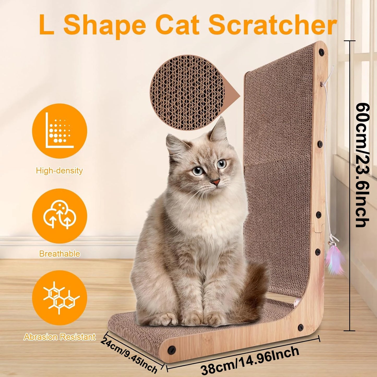 L Shape Cat Scratcher Indoor Cats Cardboard Scratching