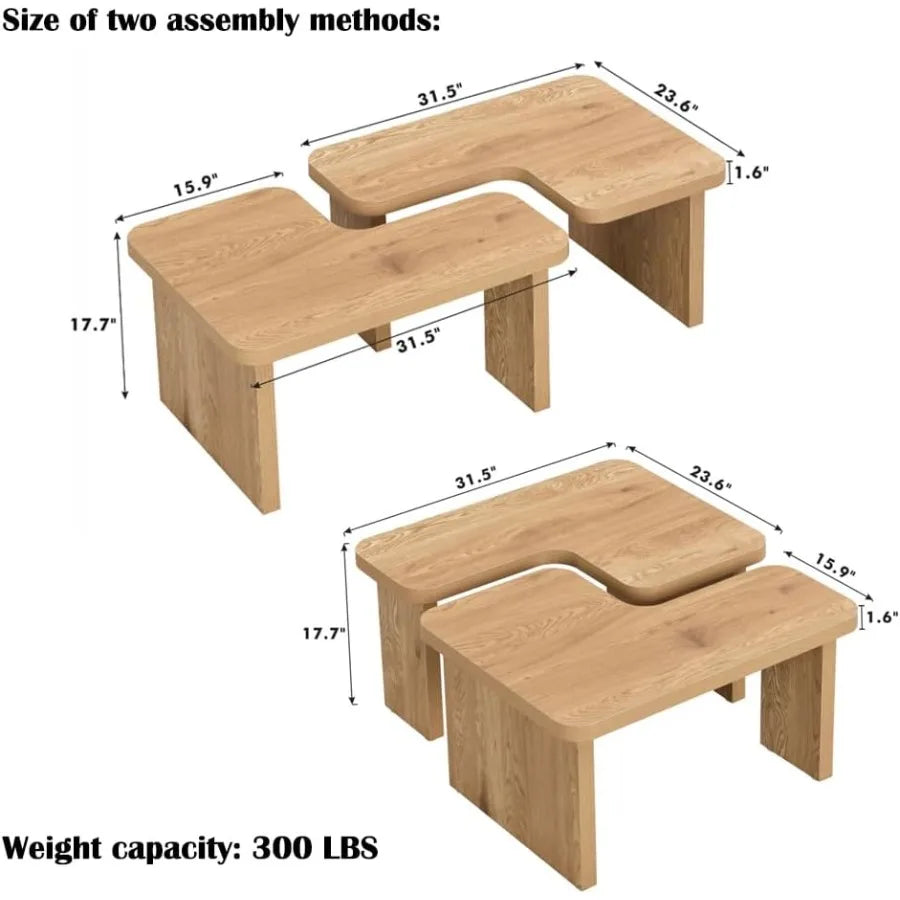 Nesting Coffee Table Set Interlocking L Shaped Tables