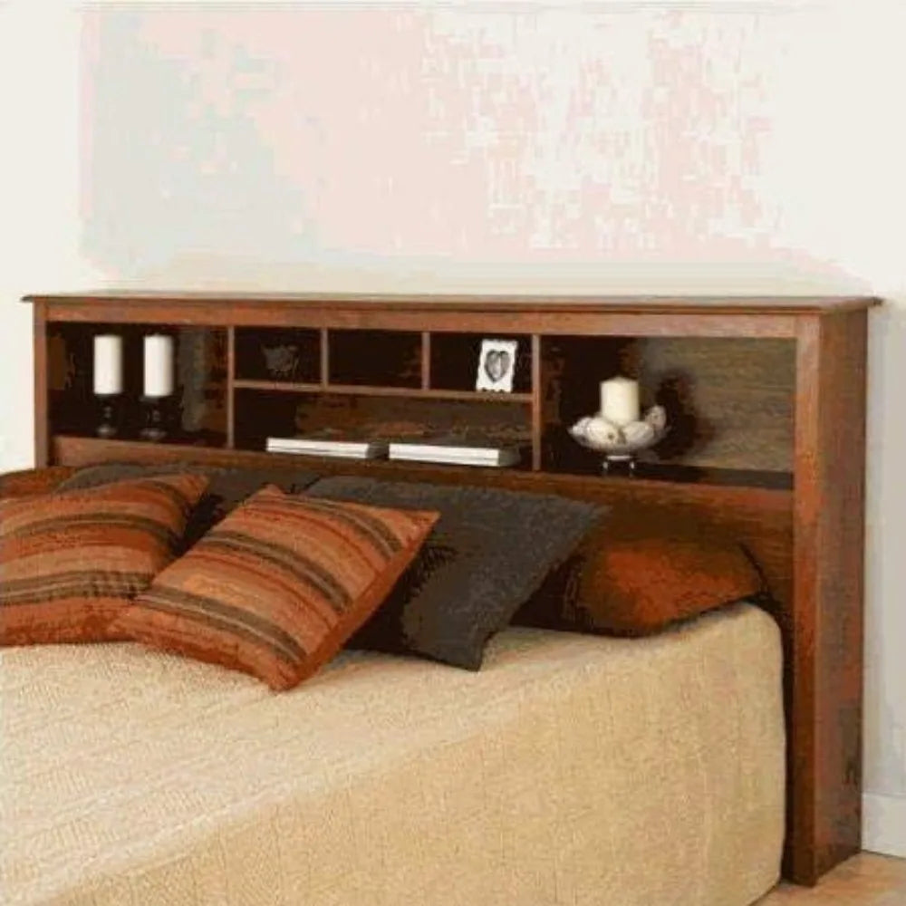 Premium Storage Headboard Featuring Cherry Wood Finish With Spacious UnderbedStorageUnit