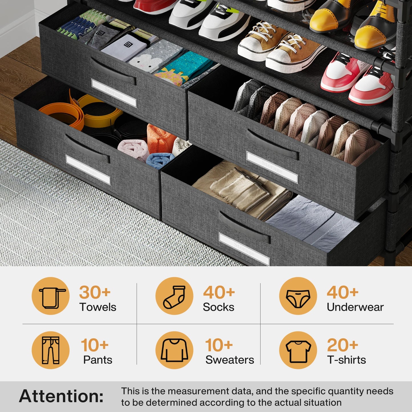 Tribesigns 10 Tier Shoe Rack Organizer With Four Bins