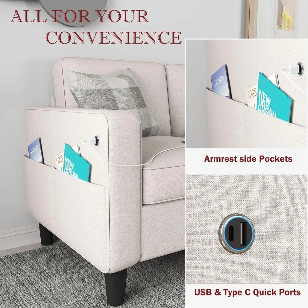 Modern L Shaped Sofa With Storage Ottoman Convertible