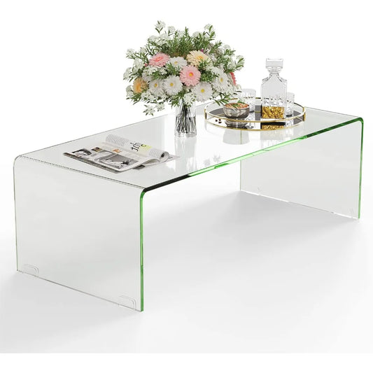 Glass Coffee Table Clear Tempered Glass Modern End Table