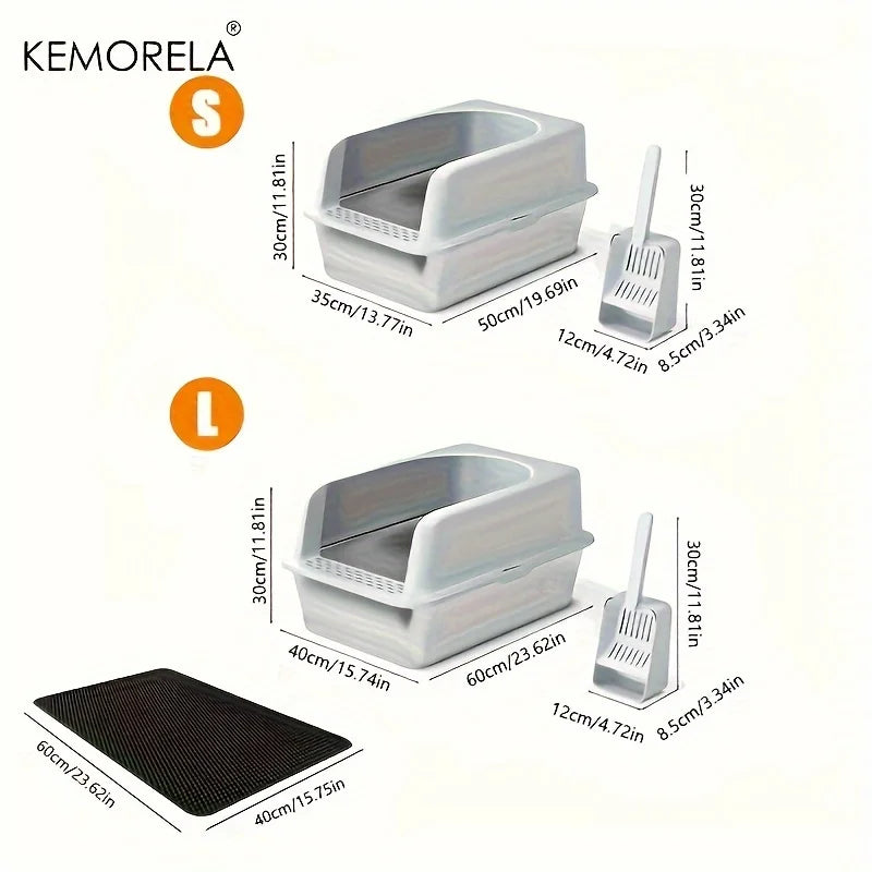 Stainless Steel Litter Box With High Side Lid And Spade