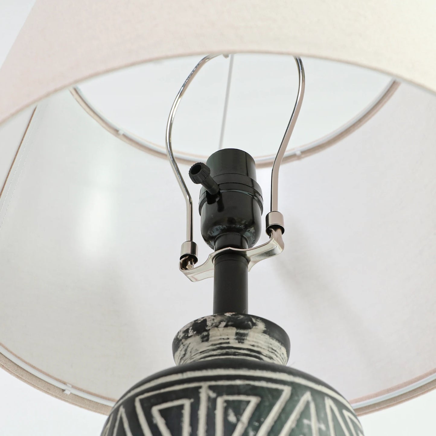 Two Pack Geometric Ceramic Table Lamps With Linen Shades