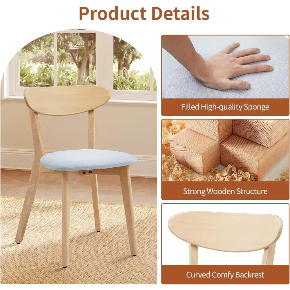 Mid Century Modern Linen Upholstered Dining Chair Set