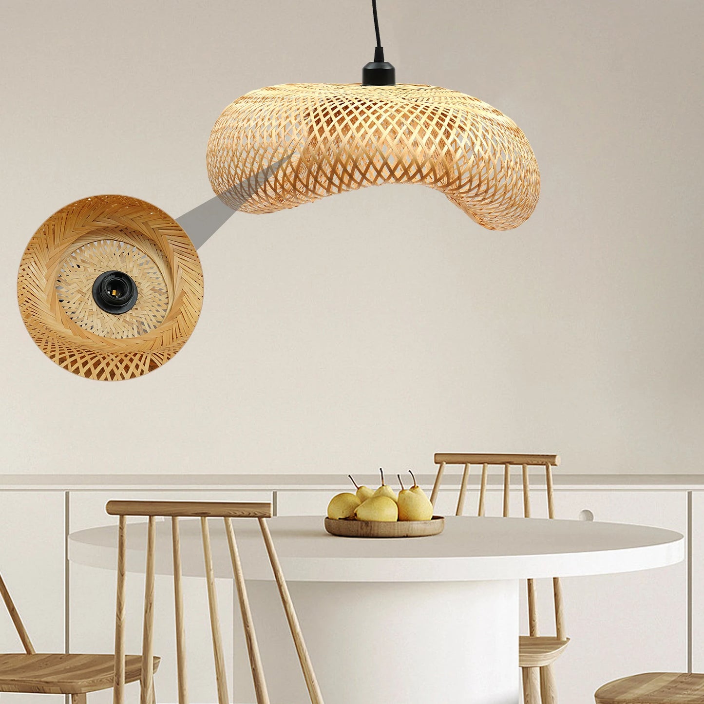 Bamboo Wicker Rattan Shade Pendant Light Asian Ceiling Lamp