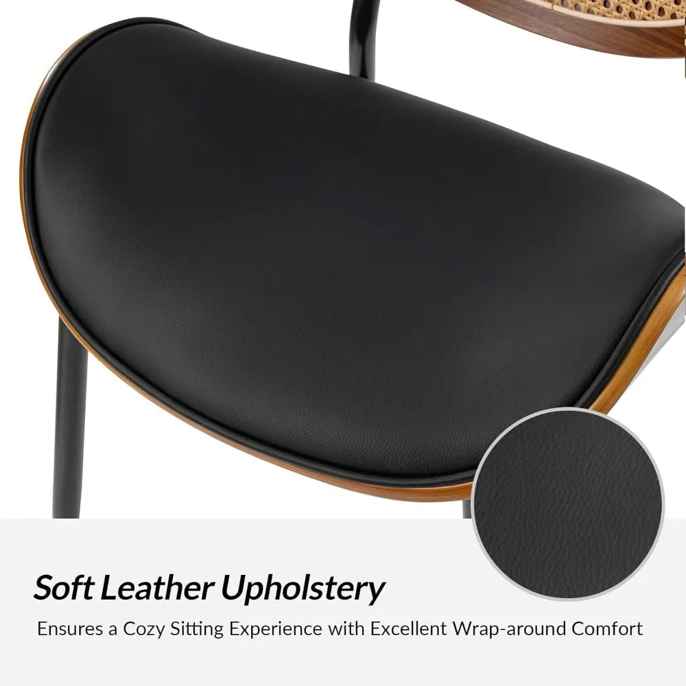 Luxu Set of Two Modern Chairs With Rattan Backrests