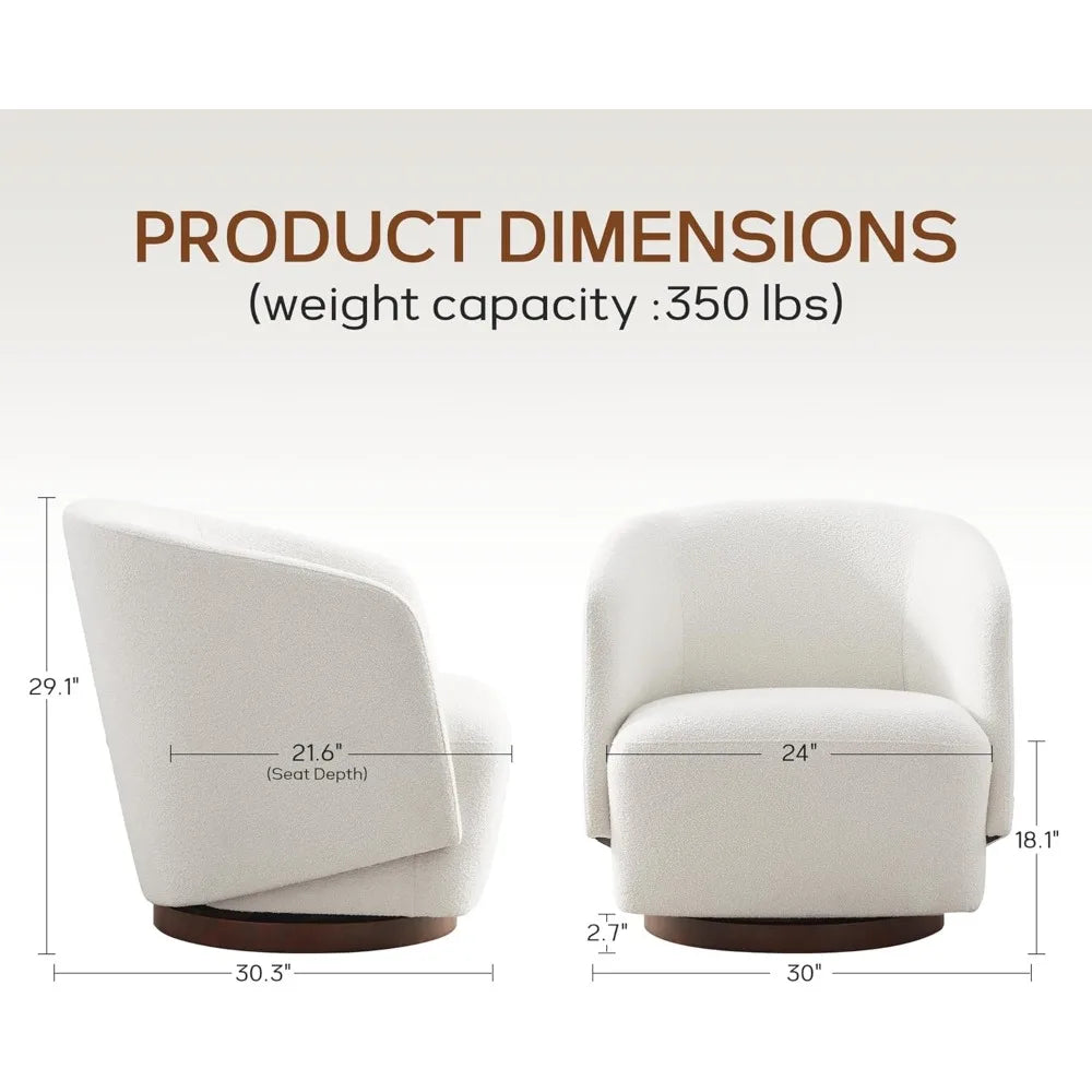 Swivel Upholstered Accent Chair Rubberwood 360 Rotation