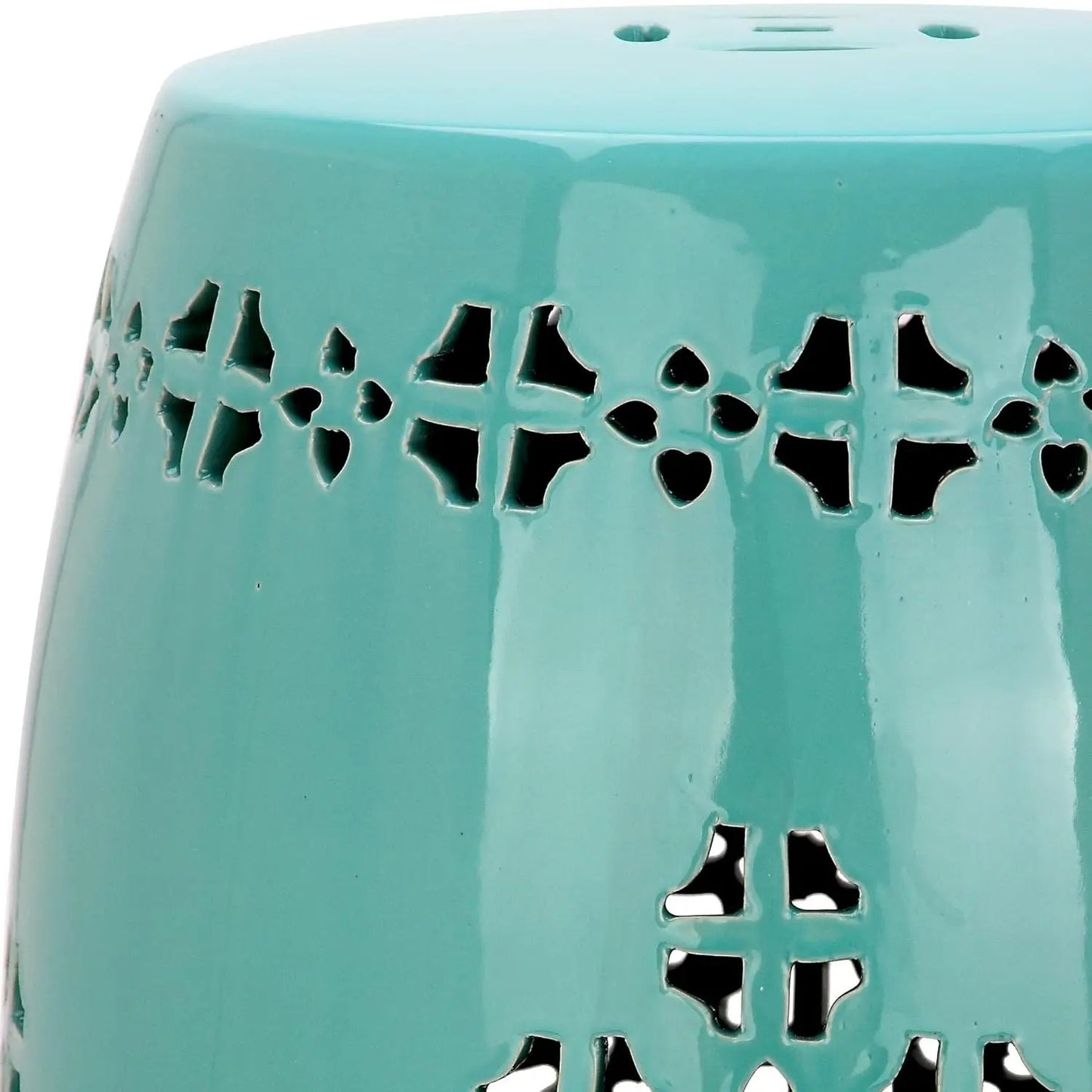 Safavieh Home Collection Quatrefoil Ceramic Garden Stool Indoor Outdoor Fully Assembled