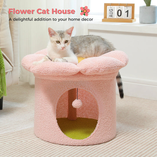 Indoor Cat House With Removable Flower Bed Cave Hideaway