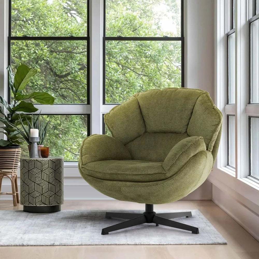 Swivel Accent Chair Upholstered Armchair With Metal Legs