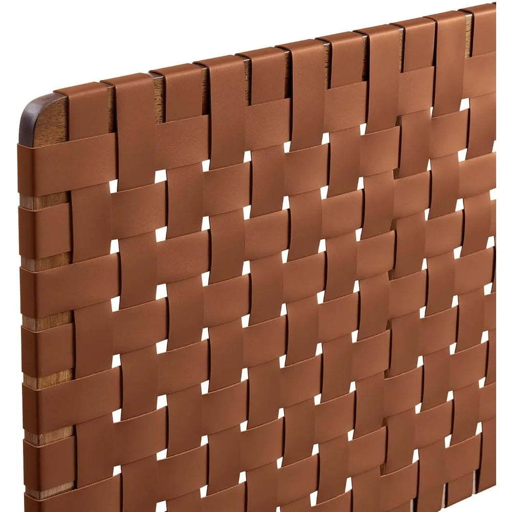 Vegan Leather Woven King Headboard With Wall Mount For Primary Bedroom Elegant Style
