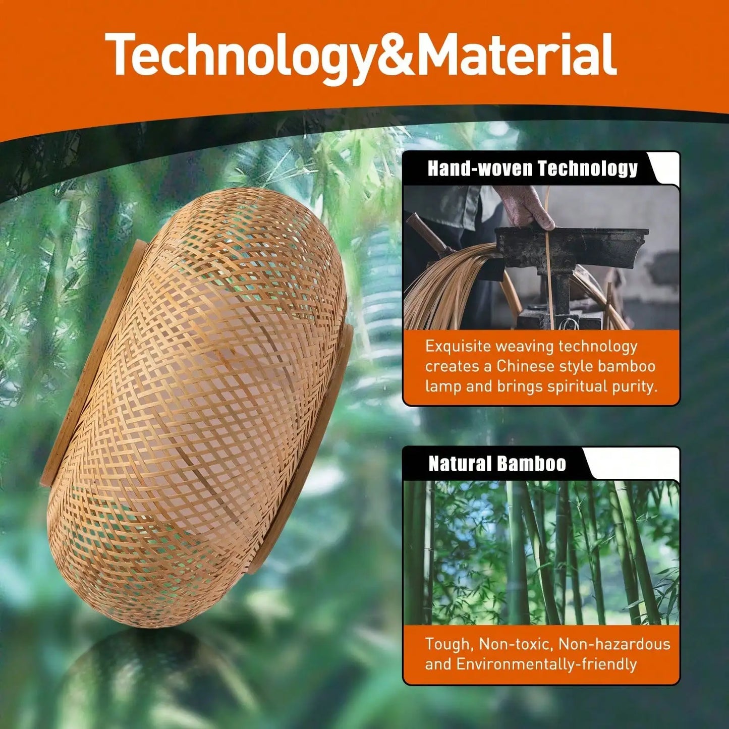 Vintage Bamboo Wicker Rattan Pendant Light Retro Ceiling