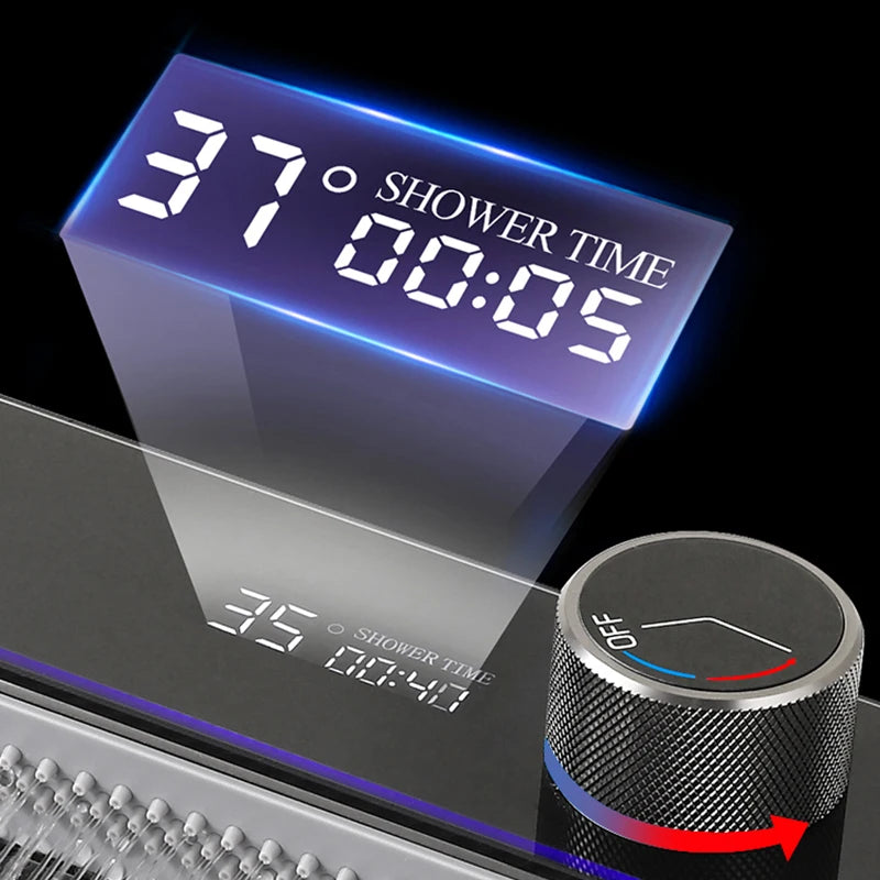 304 Stainless Steel Waterfall Faucet Set Digital Display