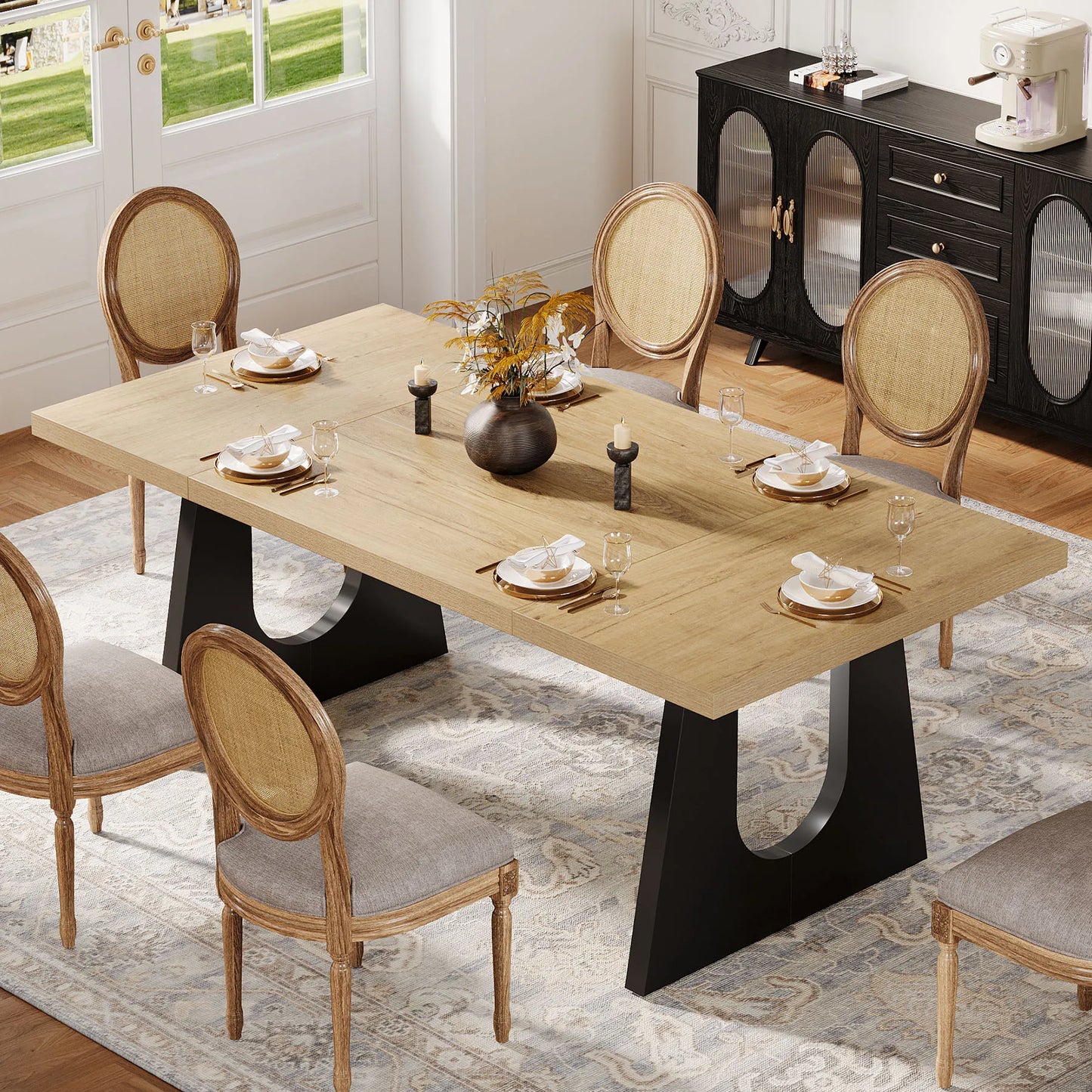Tribesigns Rustic Wood Dining Table for Family Gatherings