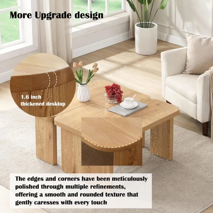 Nesting Coffee Table Set Interlocking L Shaped Tables