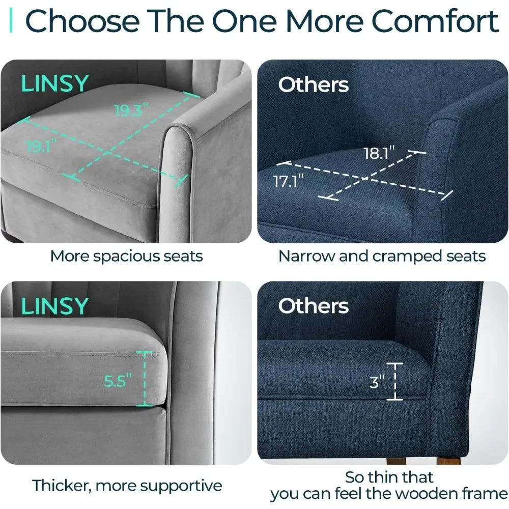 Modern Barrel Chair With Ottoman Plush Round Arm Design