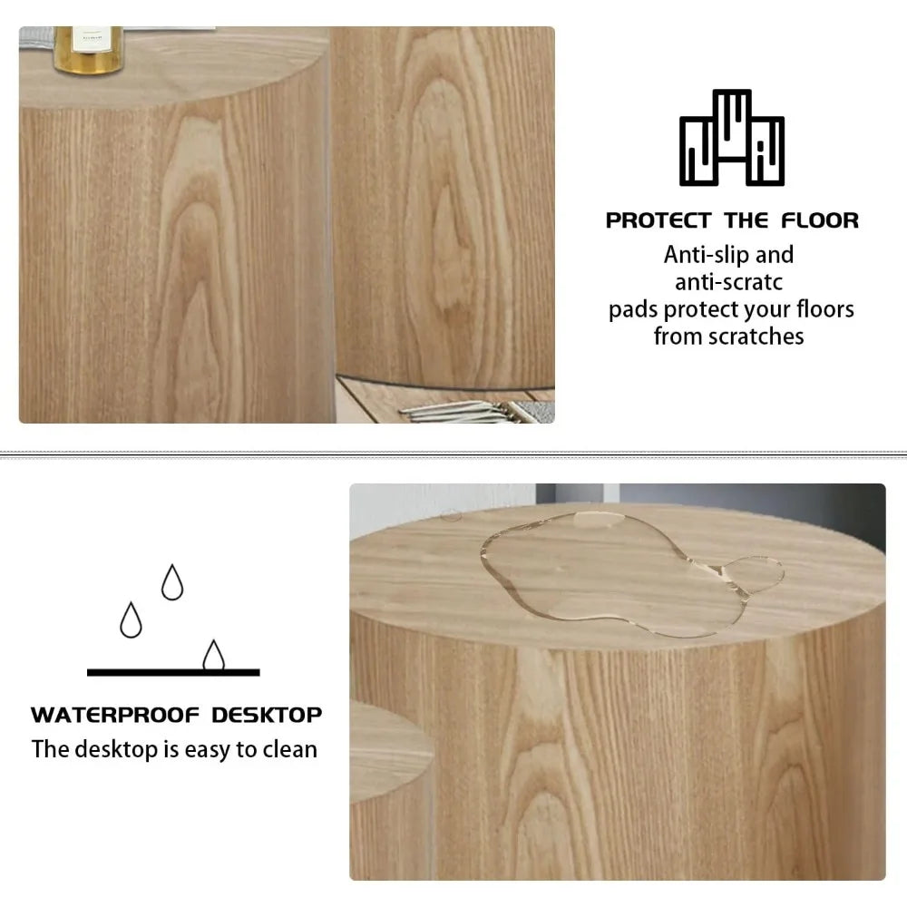 Modern Oak And White Nesting Coffee Tables For Living Room