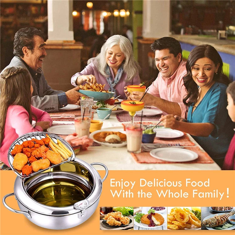 Japanese Deep Frying Pot With Thermometer Lid