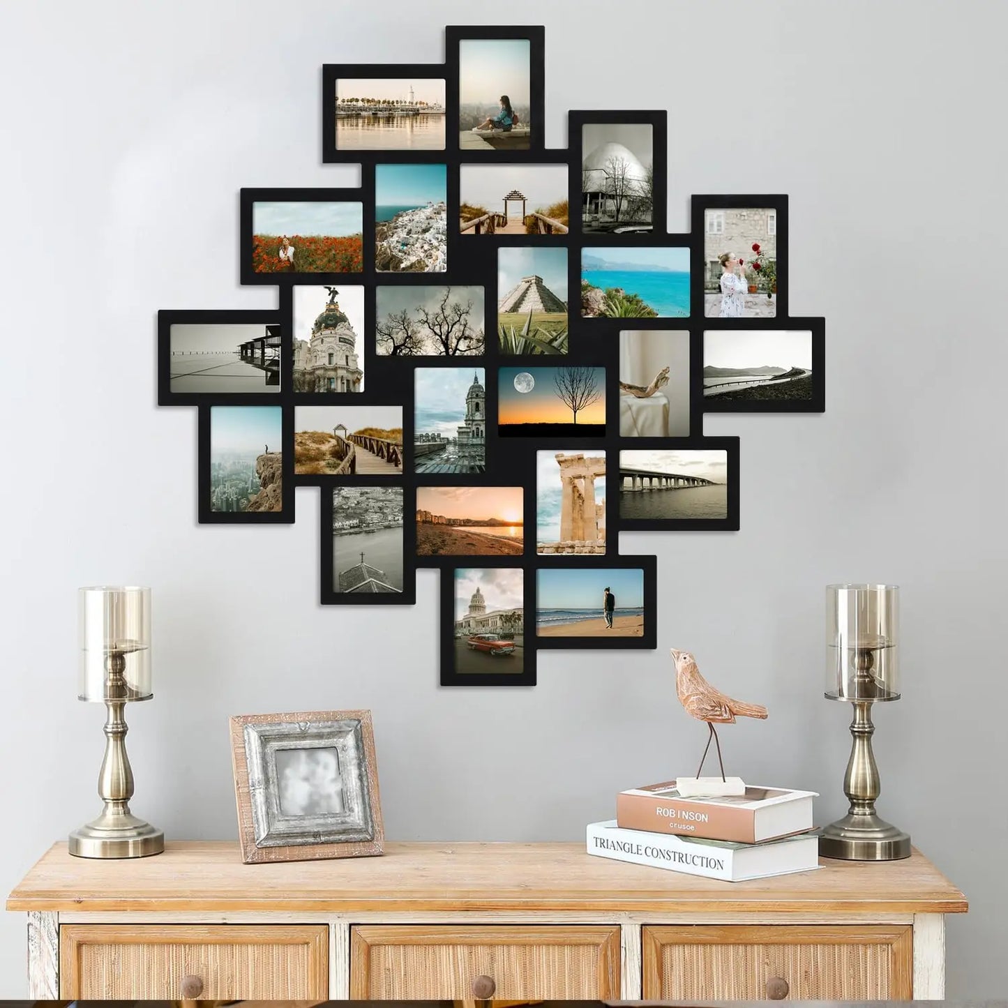 Photo Frame 24 Openings Wood Wall Collage Clustered