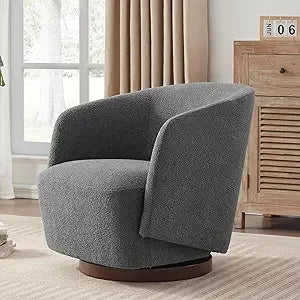Swivel Upholstered Accent Chair Rubberwood 360 Rotation