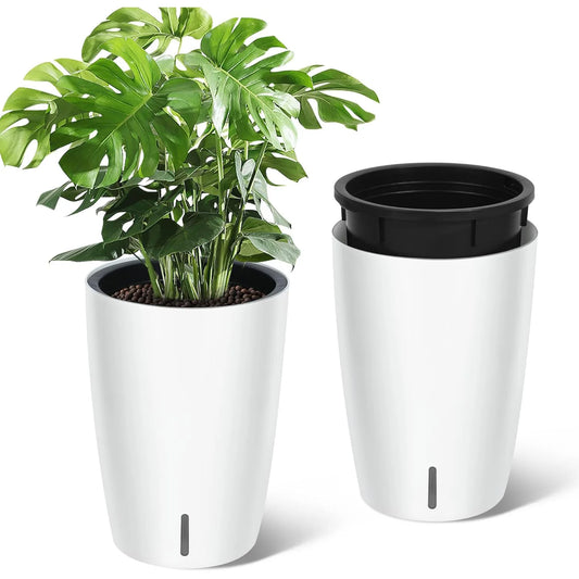Self Watering Planter Set With Water Level Gauge Pair
