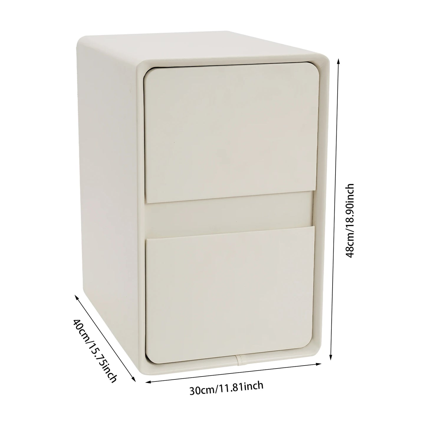 Narrow 2-Drawer Bedside Nightstand With Storage Cabinet