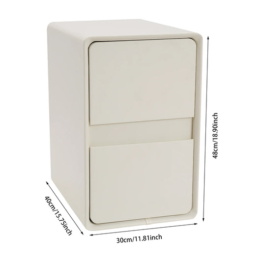 Narrow 2-Drawer Bedside Nightstand With Storage Cabinet