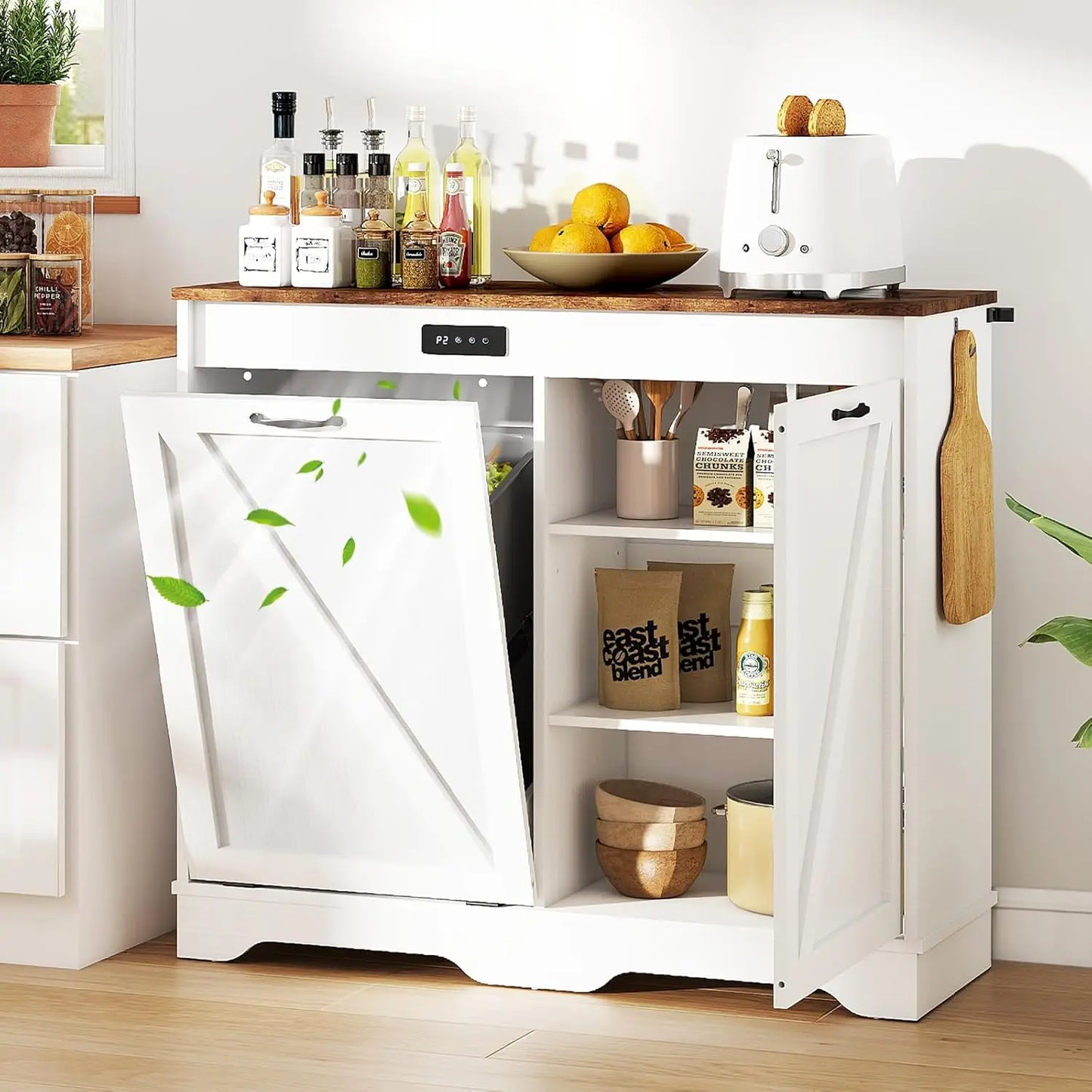 Modern Tilt Out Trash Can Cabinet for Kitchen and Laundry