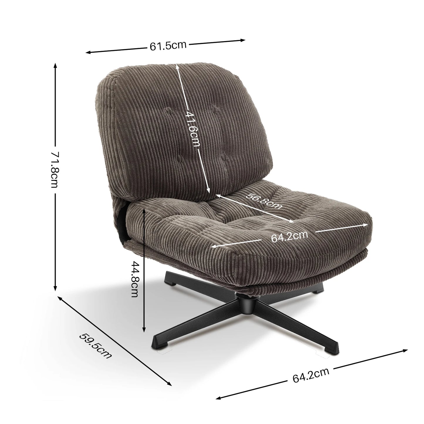 Corduroy Upholstered Swivel Lounge Chair With Footrest