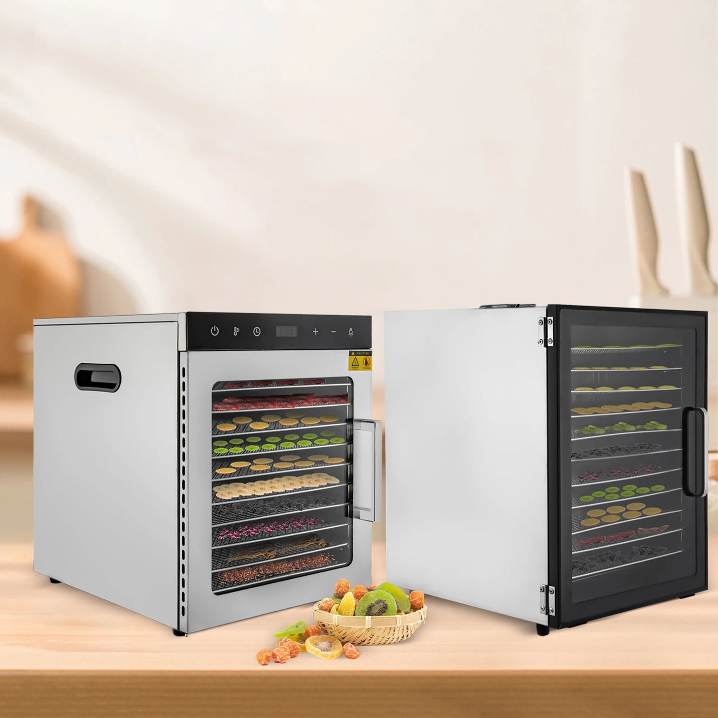 800W Electric Food Dehydrator With Digital Temperature Trays