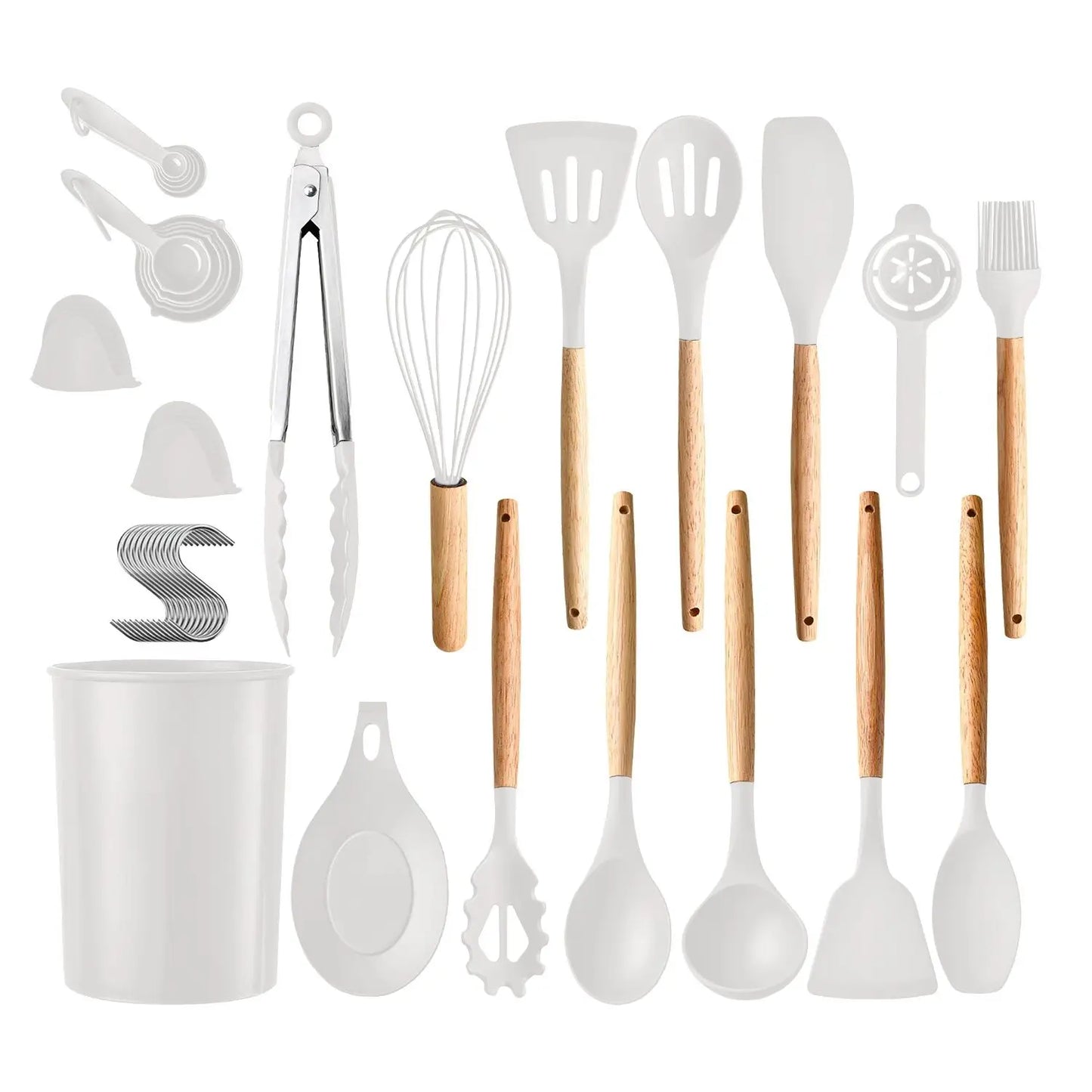 35 Piece Kitchen Utensils Set With Holder And Egg Whisk
