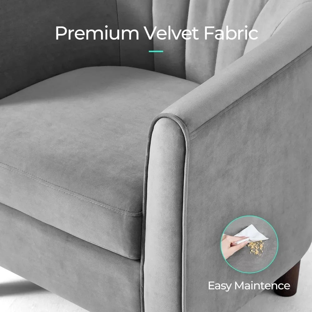 Modern Barrel Chair With Ottoman Plush Round Arm Design