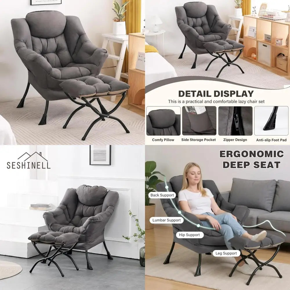 Modern Lounge Chair With Ottoman For Relaxation And Comfort