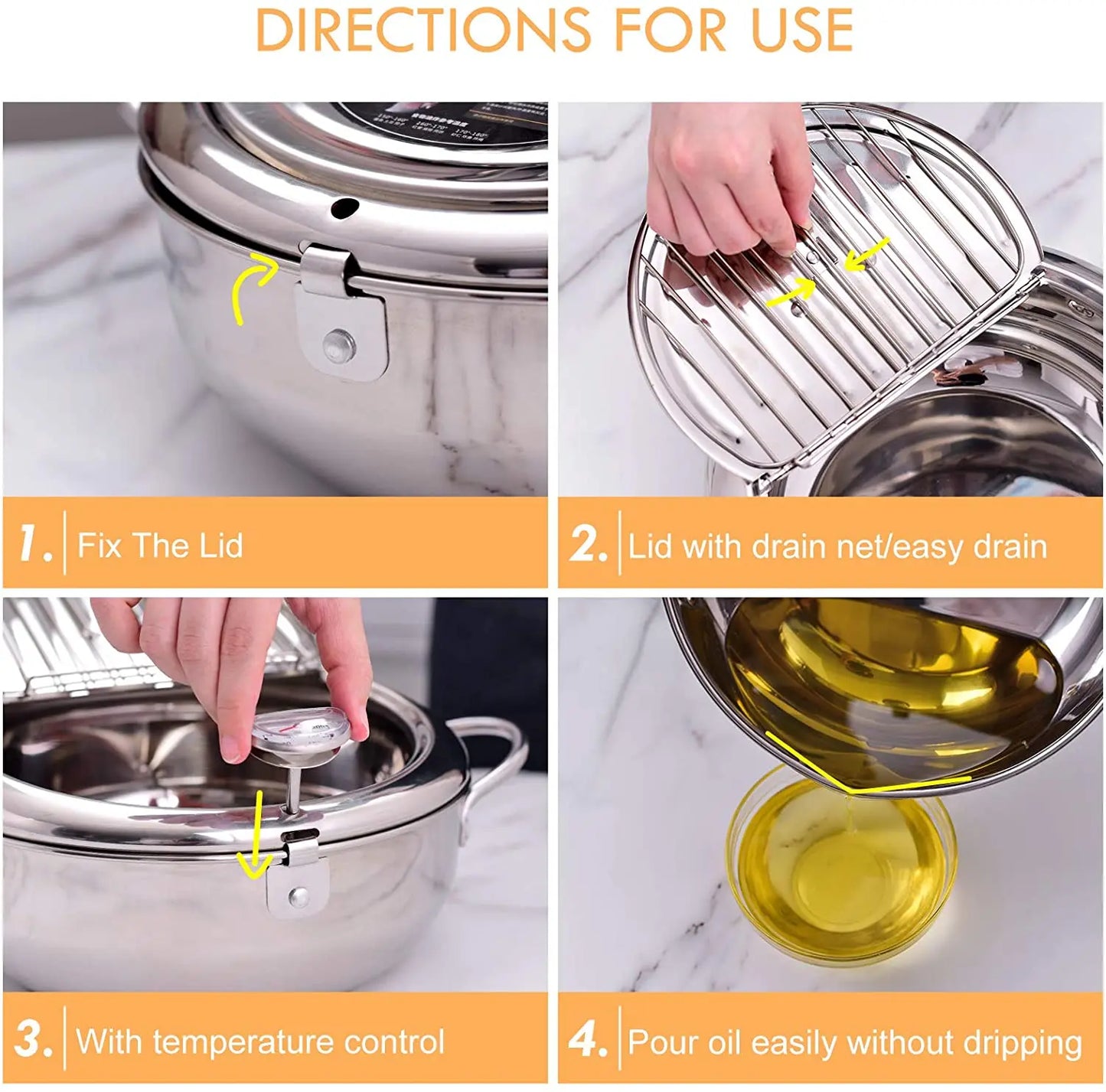 Japanese Deep Frying Pot With Thermometer Lid