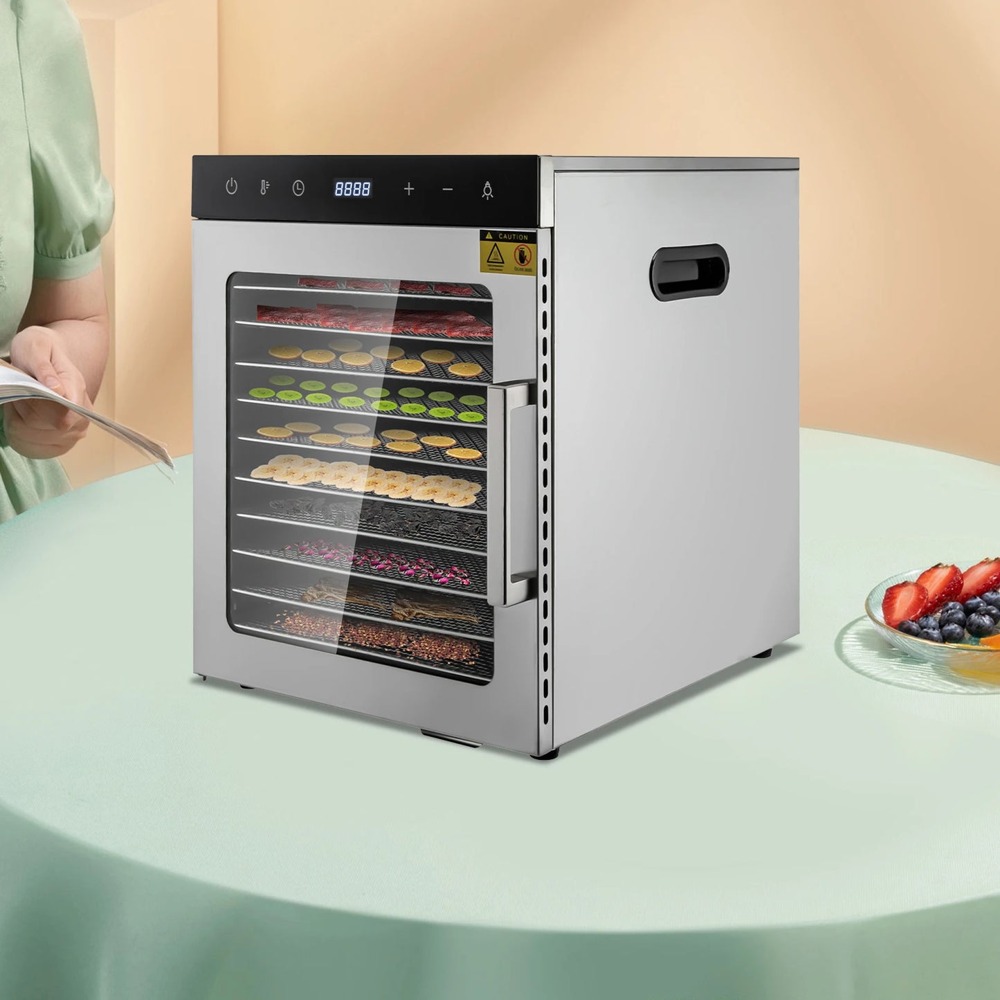 800W Electric Food Dehydrator With Digital Temperature Trays