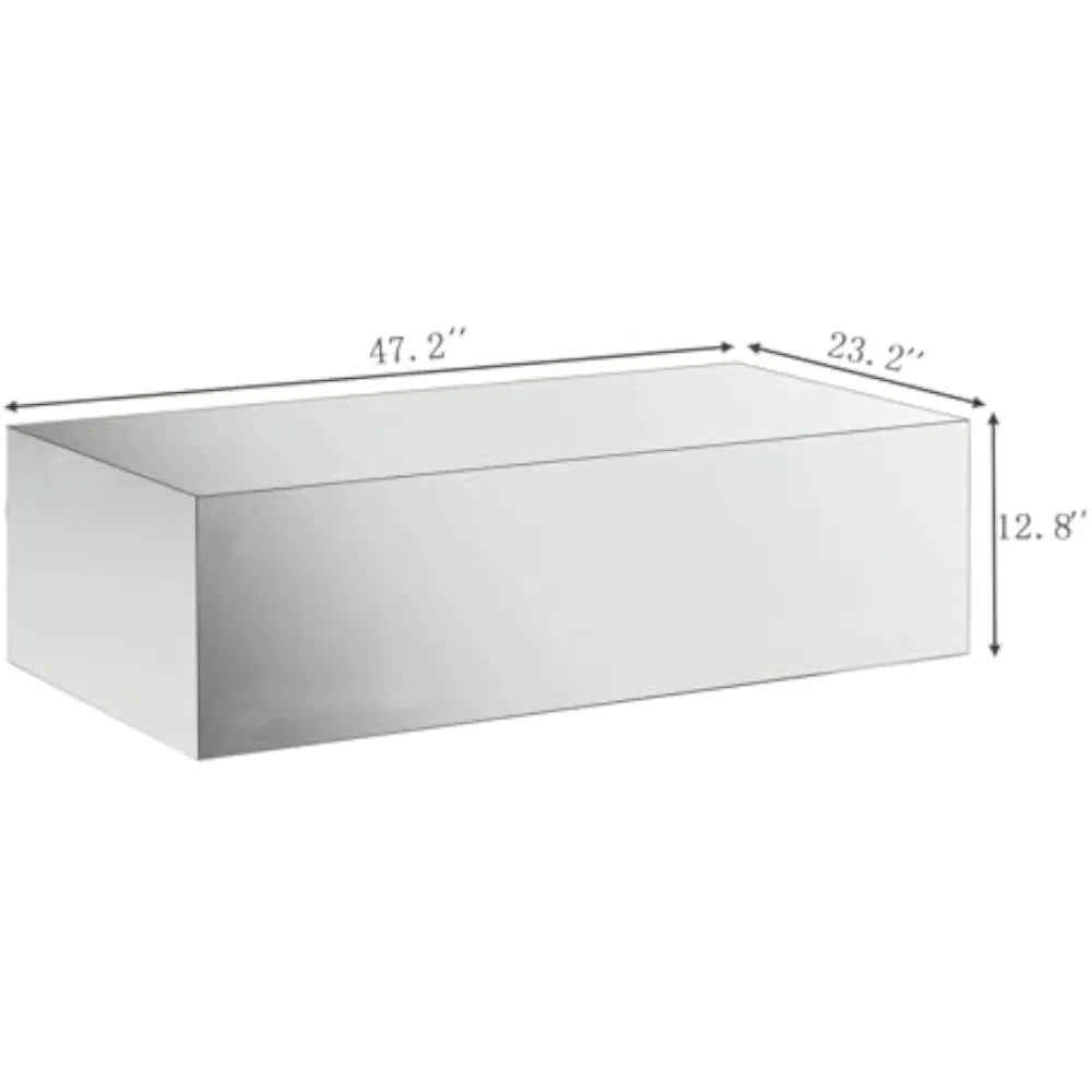 Mirrored Glass Coffee Table With Tempered Top for Lounge