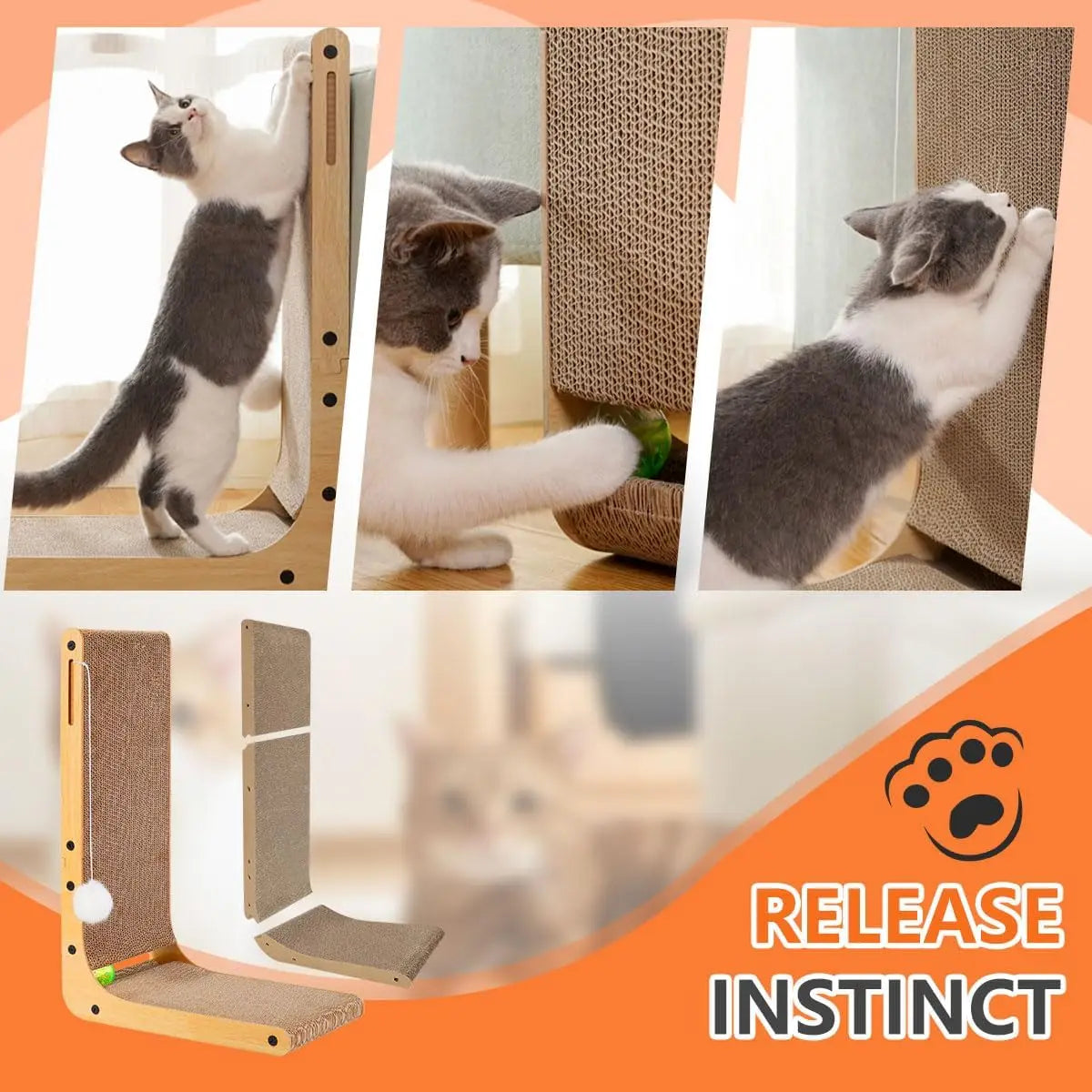 L Shape Cat Scratcher Indoor Cats Cardboard Scratching