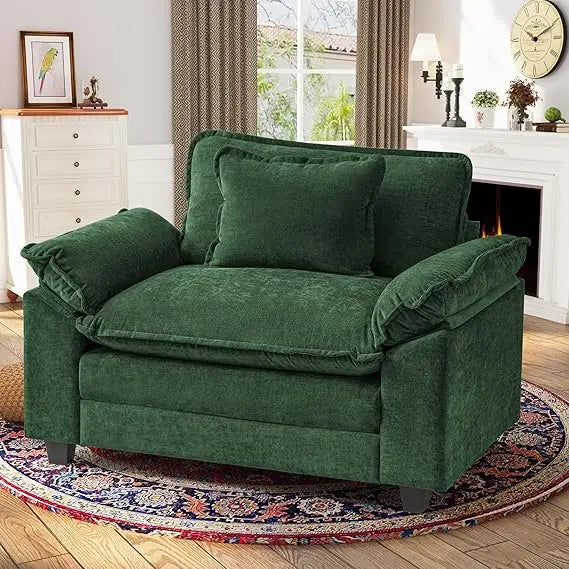 Velvet Oversized Accent Chair With Adjustable Backrest