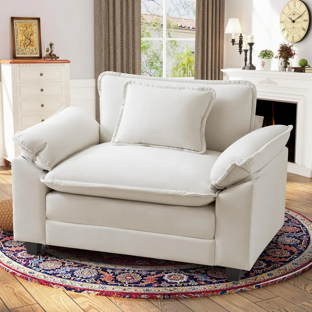 Velvet Oversized Accent Chair With Adjustable Backrest