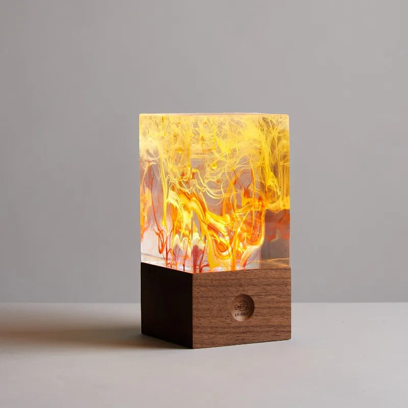 EP Light Resin Wood Ambient Night Light Dimmable Table Lamp