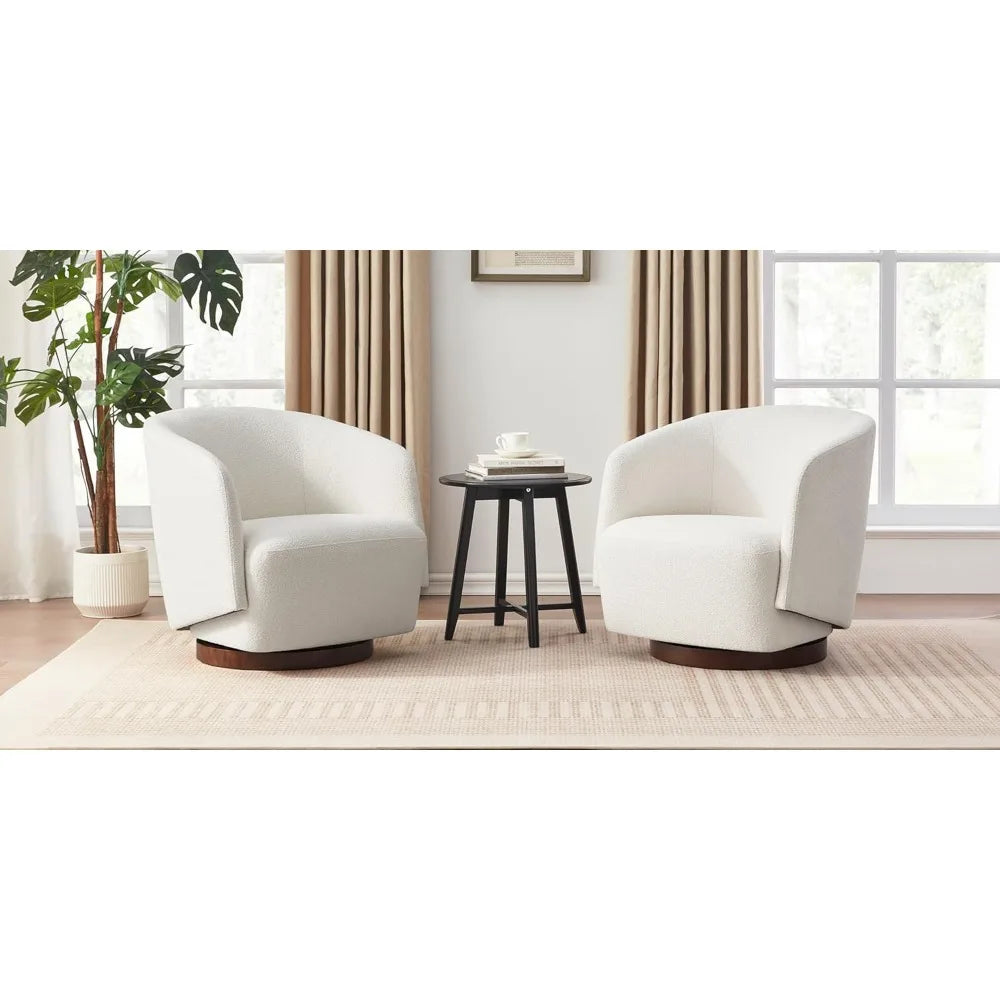 Swivel Upholstered Accent Chair Rubberwood 360 Rotation