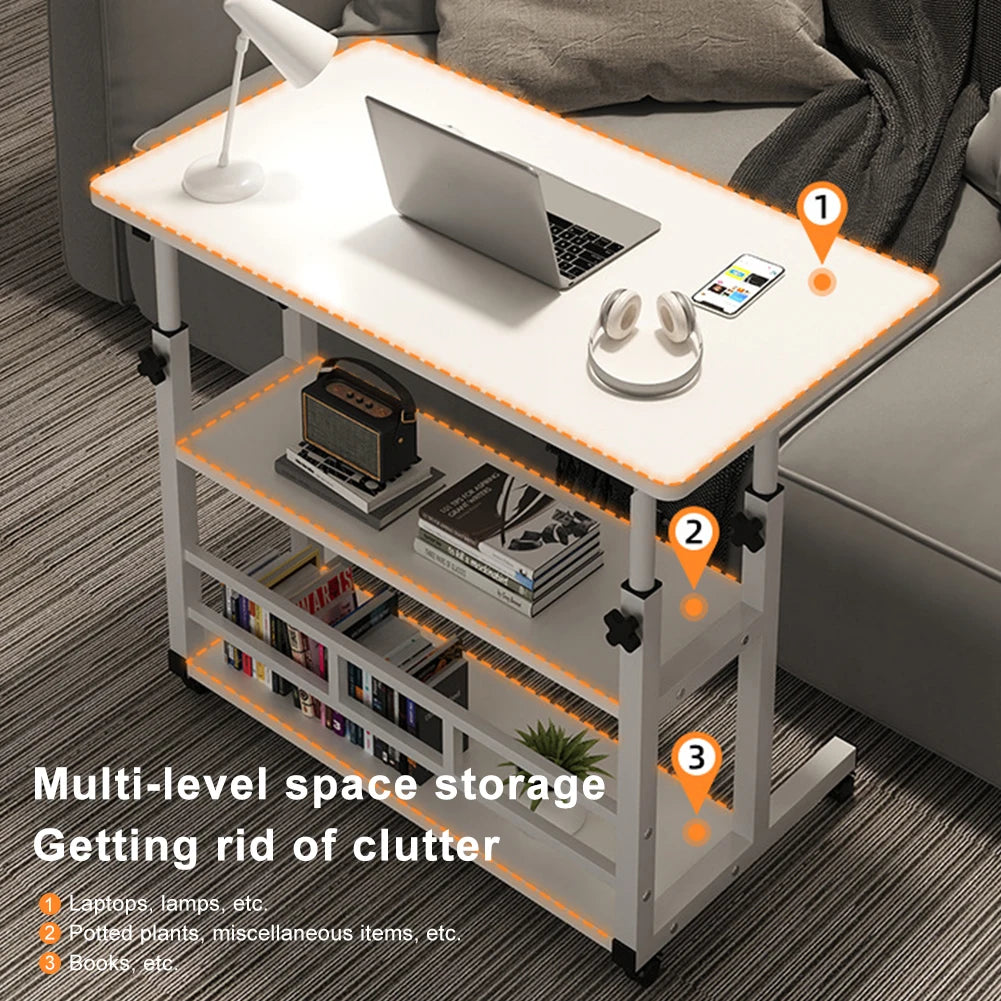 Height Adjustable Computer Desk With Wheels And Storage