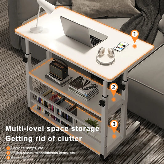 Height Adjustable Computer Desk With Wheels And Storage