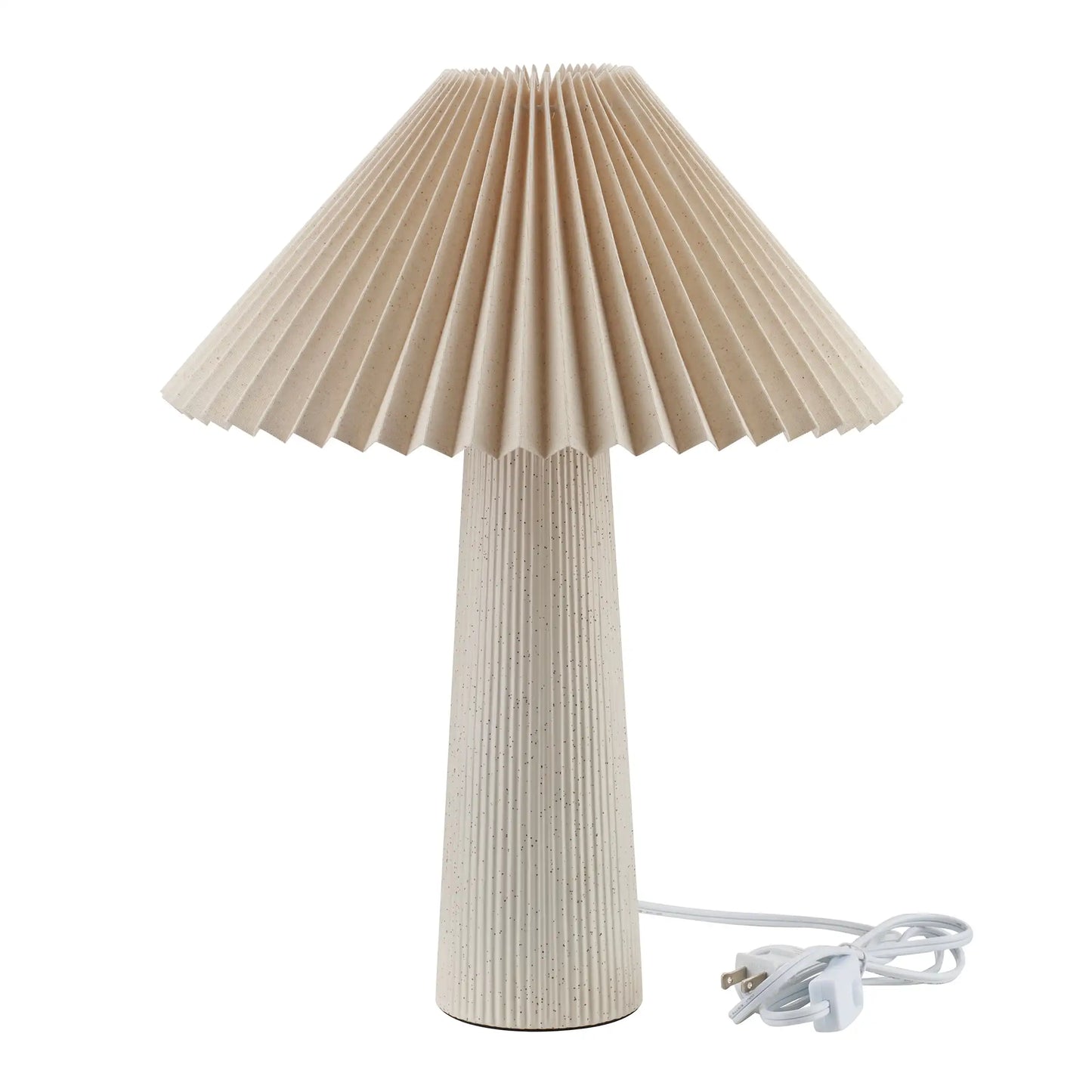 Ribbed Ceramic Table Lamp With Pleated Shade Living Room
