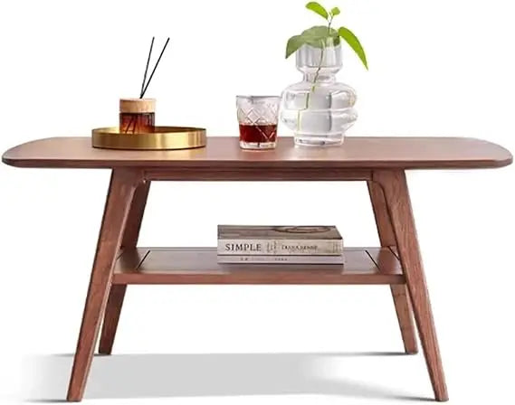 Oak Wood Coffee Table 2 Tier Modern Center Living Room