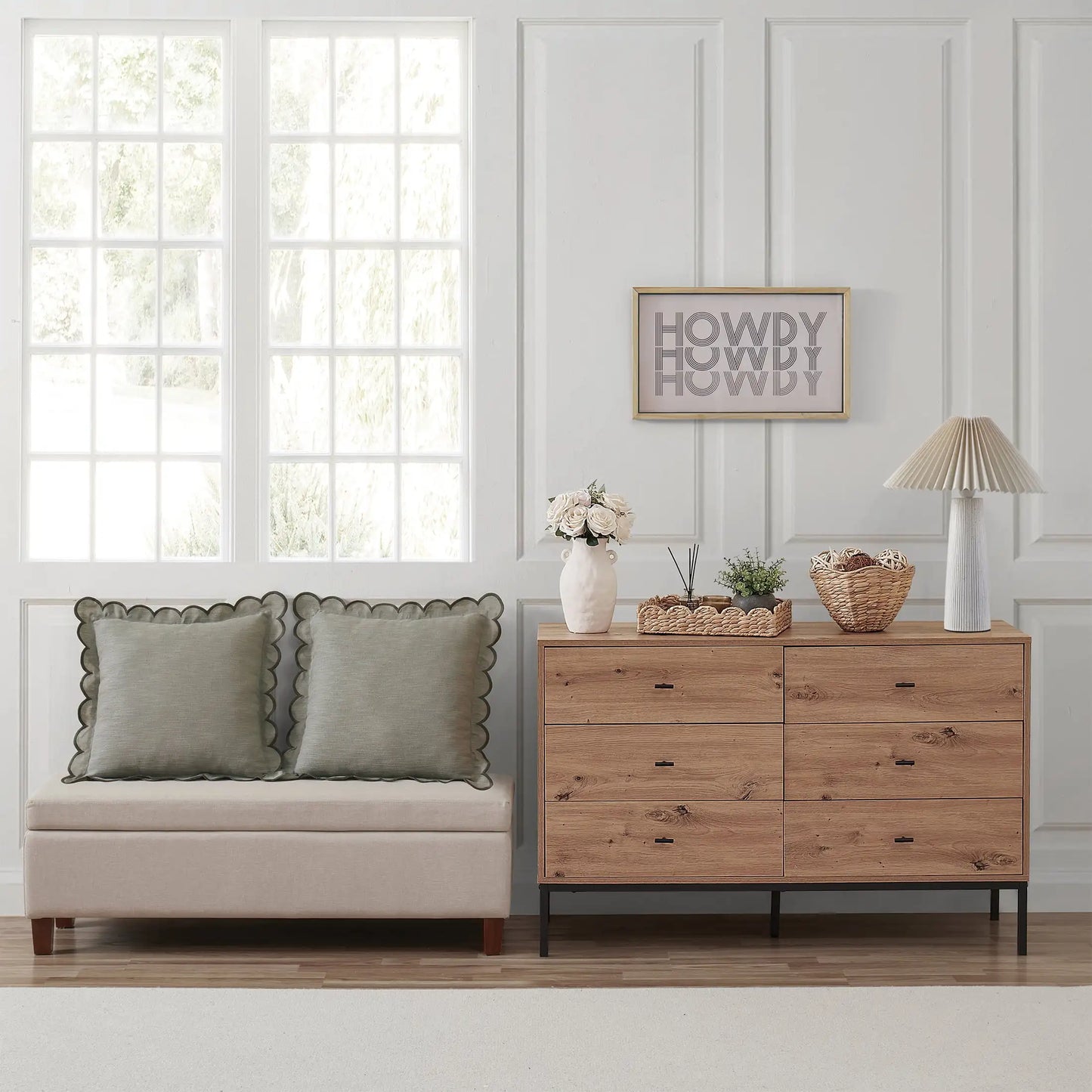 Ribbed Ceramic Table Lamp With Pleated Shade Living Room