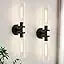 Wall Sconces Set Of Two Metal Fixtures With Clear Glass